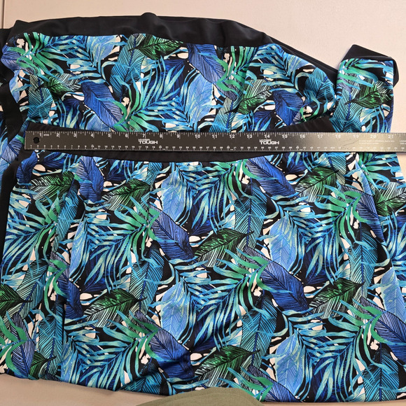 Cj Banks Skirt Women's 1X Blue Green Tropical Maxi Elastic Waist Side Slit - Picture 8 of 16